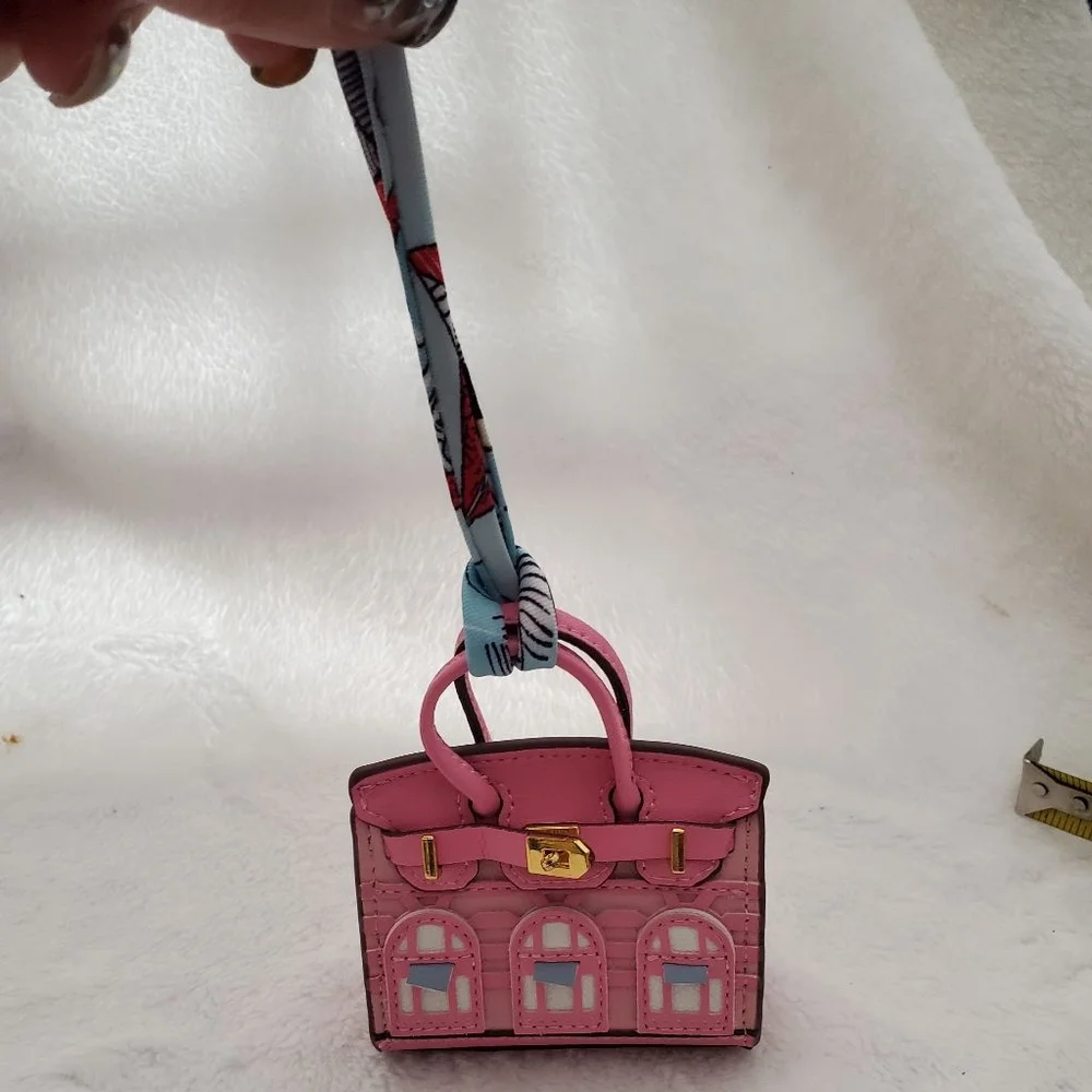 Women's Unbranded Pink Mini Bag charm with Blue Scarf